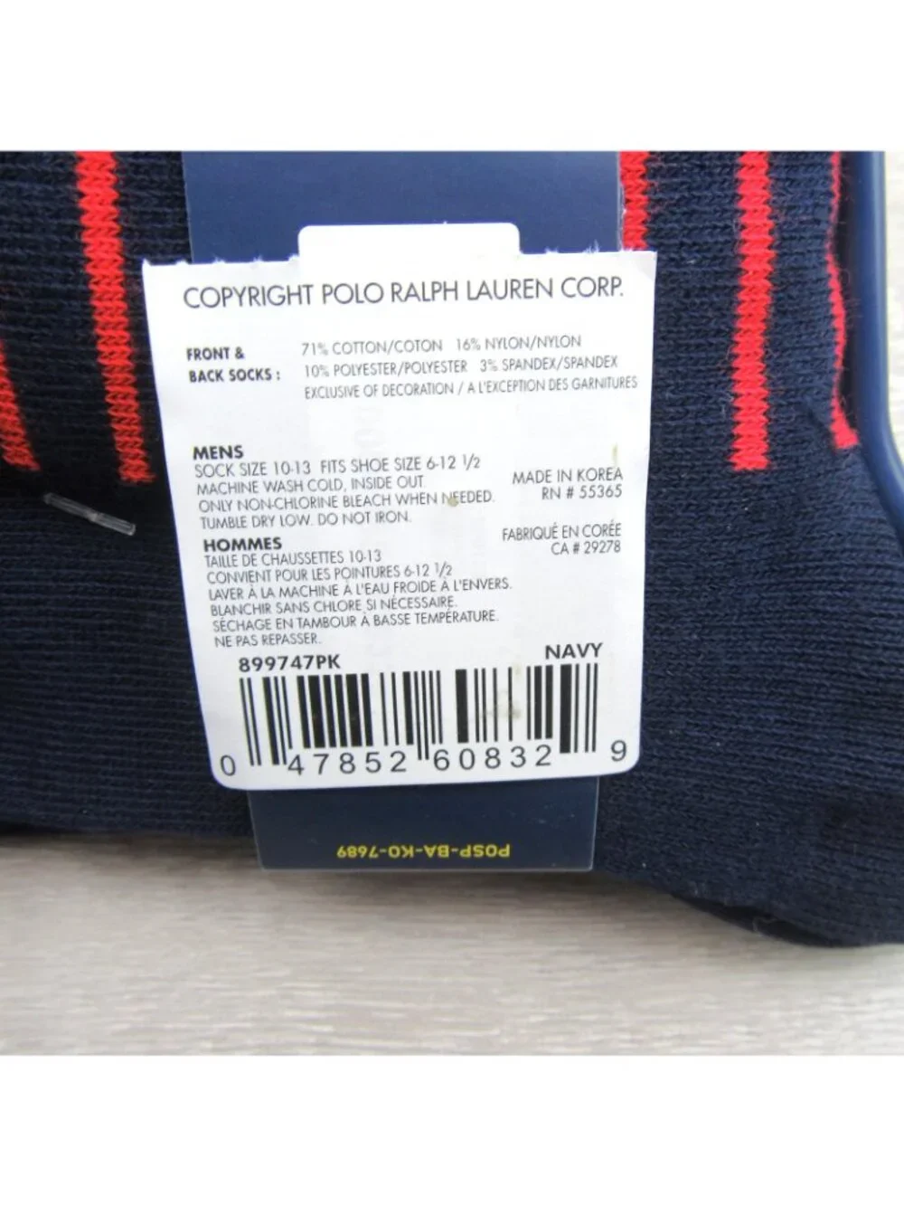 Polo Ralph Lauren Striped USA Flag Socks Men's Size 6-12.5 (2 PAIRS) NEW